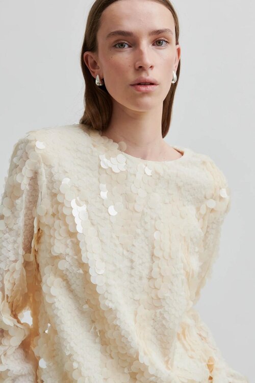 Second Female Off White Glanzende Blouse