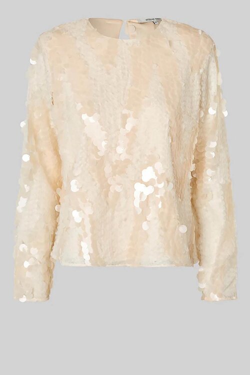 Second Female Off White Glanzende Blouse