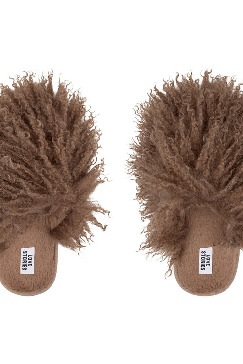 Love Stories Camel Slippers met Bont