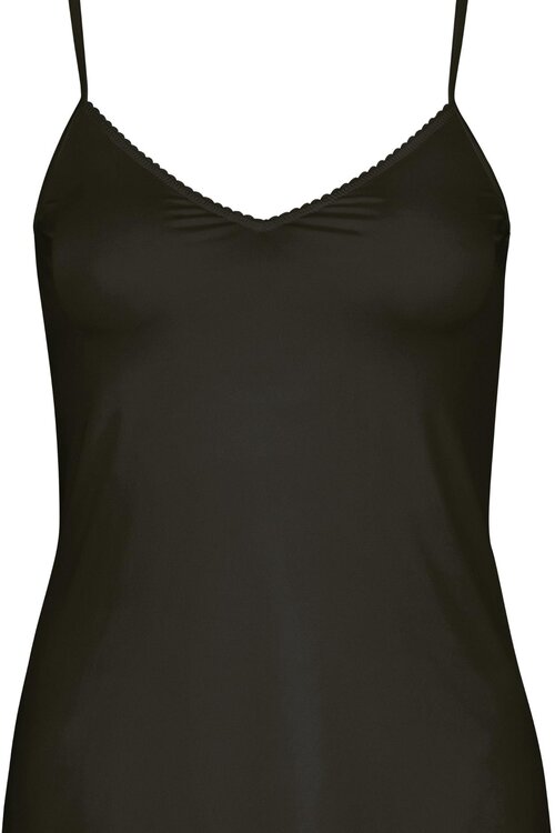 Hanro Zwarte Satin de Luxe spaghetti top
