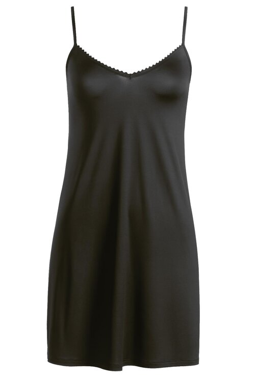 Hanro Zwarte Satin de Luxe slipdress