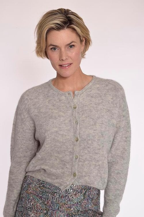 American Vintage Grijs licht gemêleerd gebreid vest