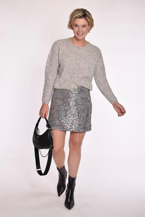 American Vintage Grijs licht gemêleerd gebreid vest