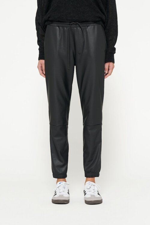 10Days Zwarte leren cropped jogger
