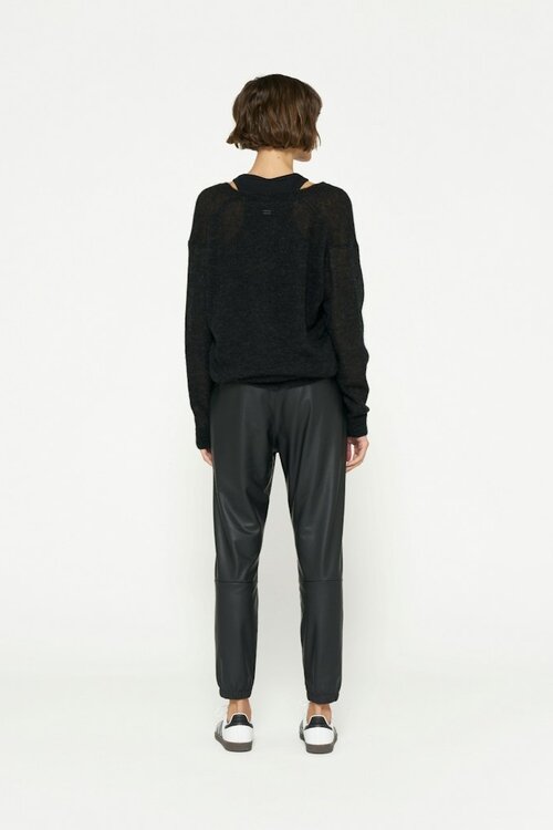 10Days Zwarte leren cropped jogger