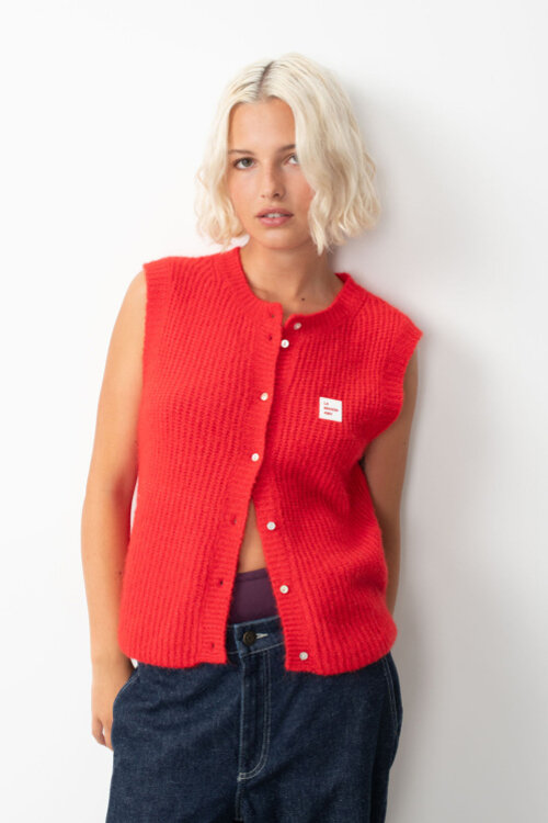 American Vintage Gebreid Vest in Rood