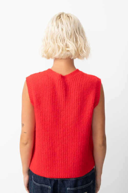 American Vintage Gebreid Vest in Rood
