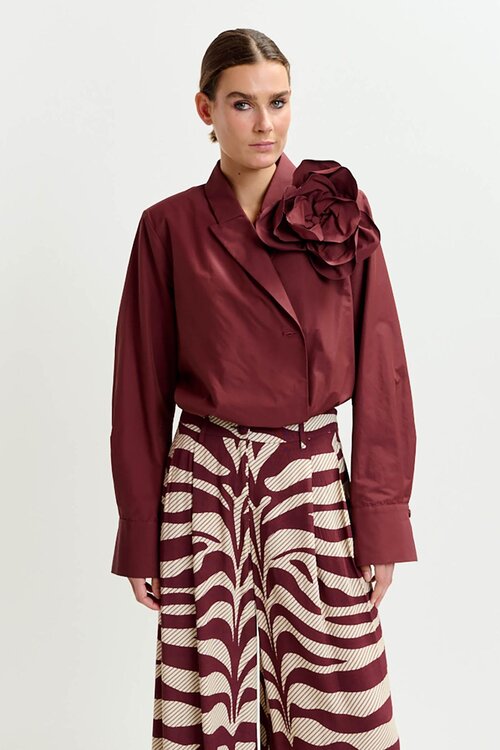 Essentiel Antwerp Bordeauxkleurige Blazer Body Blouse