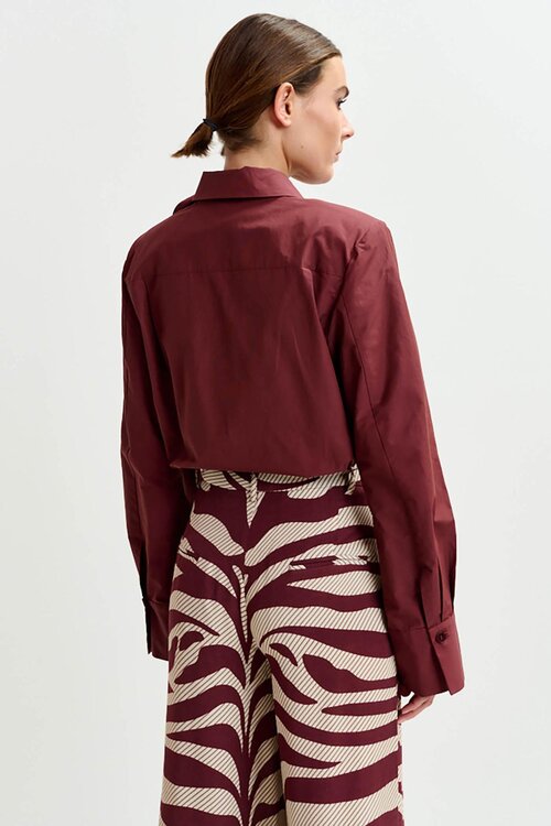 Essentiel Antwerp Bordeauxkleurige Blazer Body Blouse