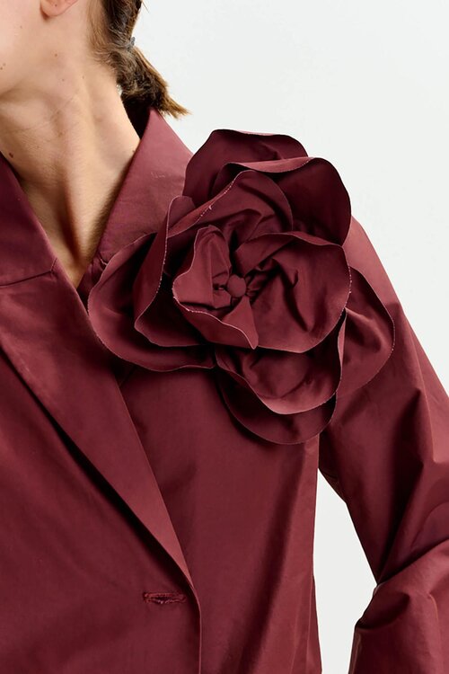 Essentiel Antwerp Bordeauxkleurige Blazer Body Blouse