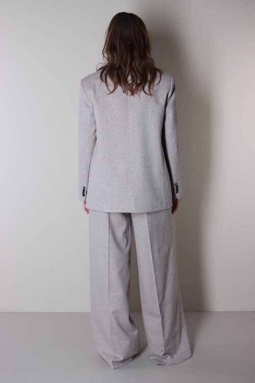 Forte_Forte Sandkleurige Wollen Blazer