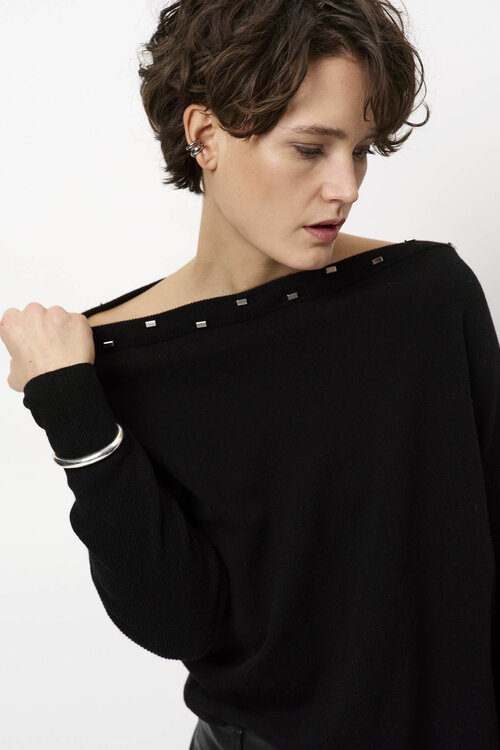 Dante 6 Mayu Off Shoulder Trui in Donkergrijs