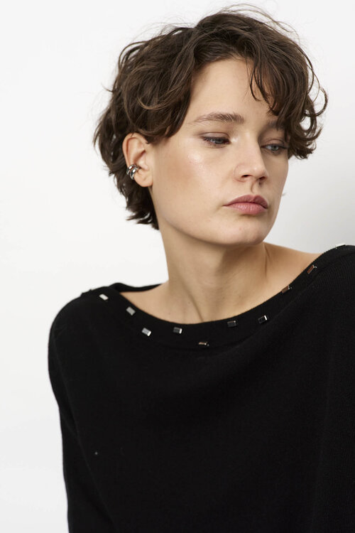 Dante 6 Mayu Off Shoulder Trui in Donkergrijs