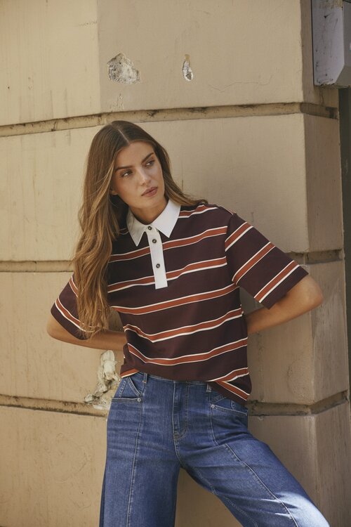 Co'couture Augusta Polo Shirt in Bordeaux