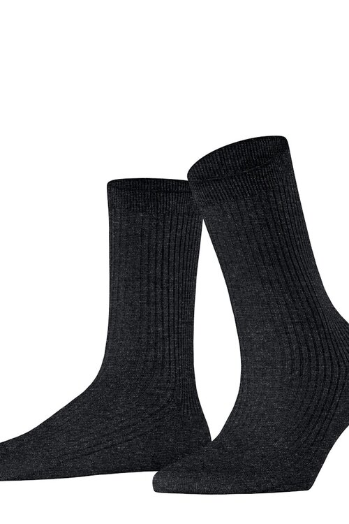 Falke Glanzende zwarte rib sok