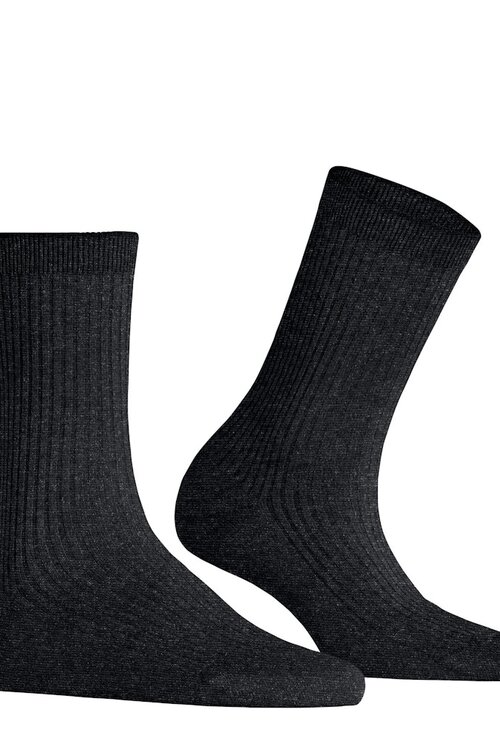 Falke Glanzende zwarte rib sok