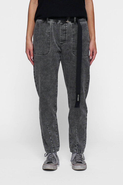 10Days Zwarte THE BELTED PANTS WASHED