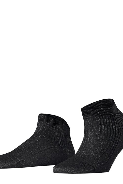 Falke Glanzende Zwarte Rib Sokken