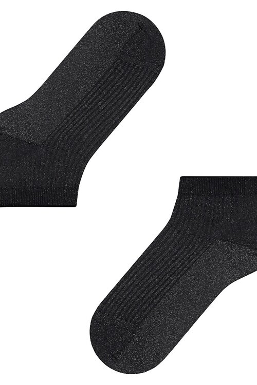 Falke Glanzende Zwarte Rib Sokken