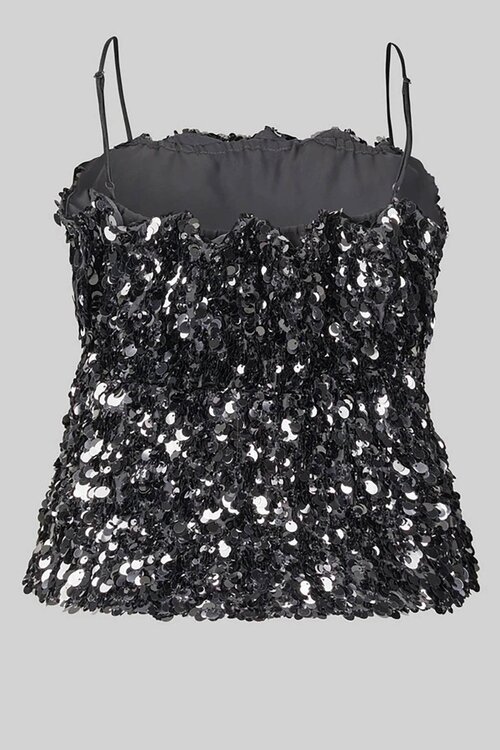 Second Female Grijze Glanzende Top met Bandjes