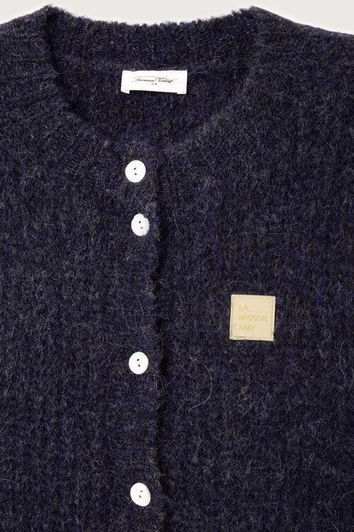 American Vintage Gilet in Donkerblauw Gebreid Design