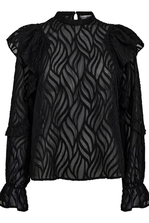 Co'couture Zwarte Rochelle Blouse met Ruches
