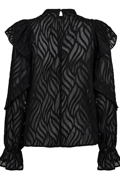 Co'couture Zwarte Rochelle Blouse met Ruches