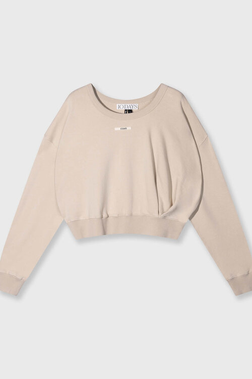 10Days Lichtbruine cropped trui met plooidetails