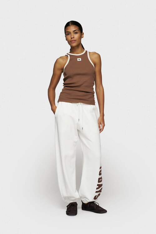 10Days Truffle tanktop met ribstructuur en contrasterende details