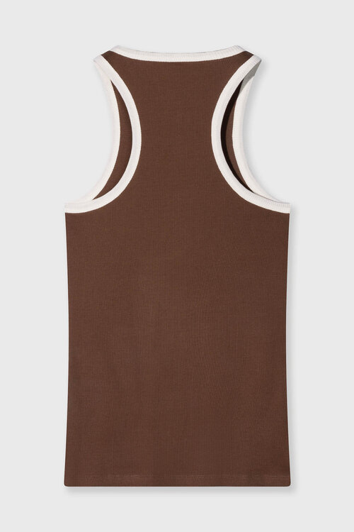 10Days Truffle tanktop met ribstructuur en contrasterende details