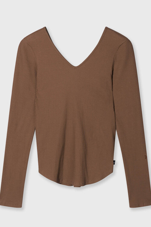 10Days Truffel V-hals ballet top met lange mouwen
