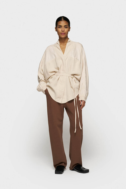 10Days lichtbruine kimono blouse van tencel