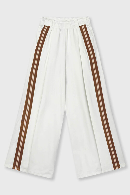 10Days Ecru wijde broek met tape-accenten