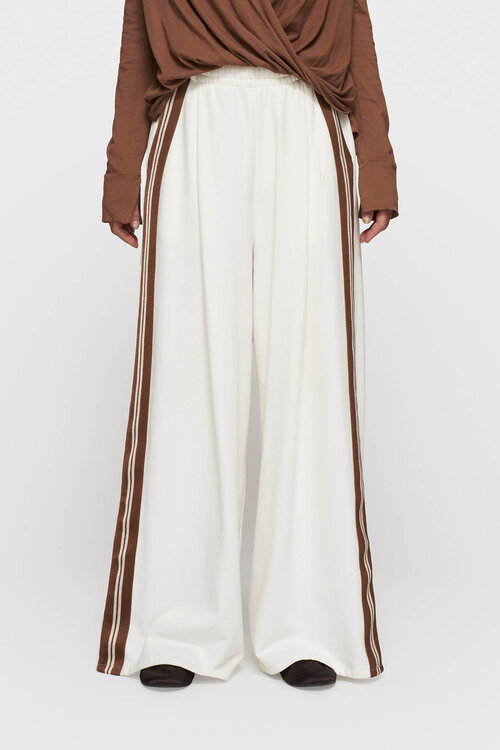 10Days Ecru wijde broek met tape-accenten