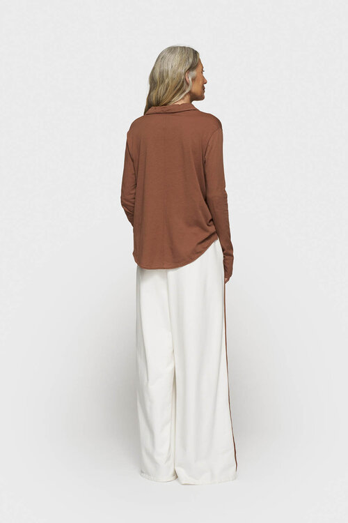 10Days Ecru wijde broek met tape-accenten