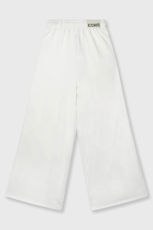10Days Ecru wijde broek met tape-accenten