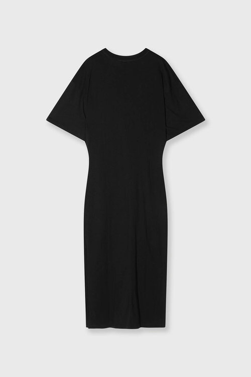 10Days Zwarte T-shirtjurk met plooien