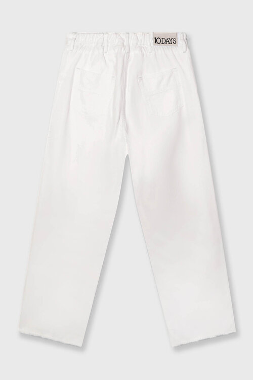 10Days Rechte broek in Optic White van twill stof