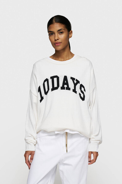 10Days Witte statement trui gebreid