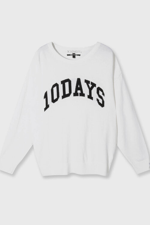 10Days Witte statement trui gebreid