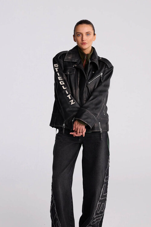 Stieglitz Nicolas Leren Jas in Zwart