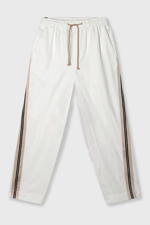 10Days Ecru wijde taps toelopende broek van twill