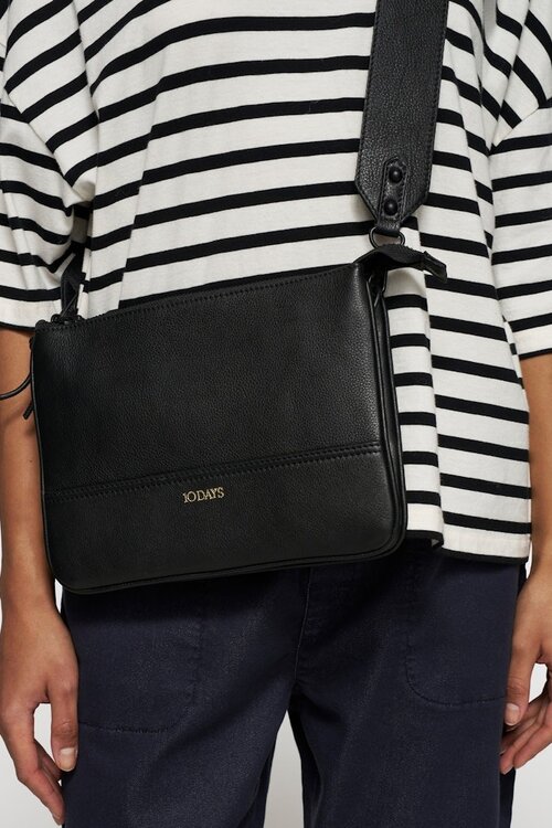 10Days Dubbele mini-pouch in zwart leer
