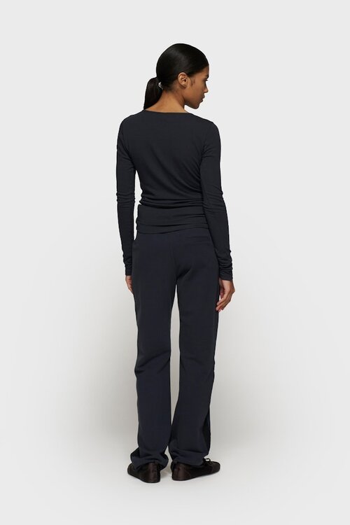 10Days Extra lange mouw T-shirt in donker marineblauw van modal