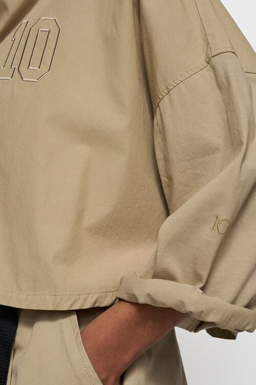 10Days Oversized cropped shirt in lichte aardetint
