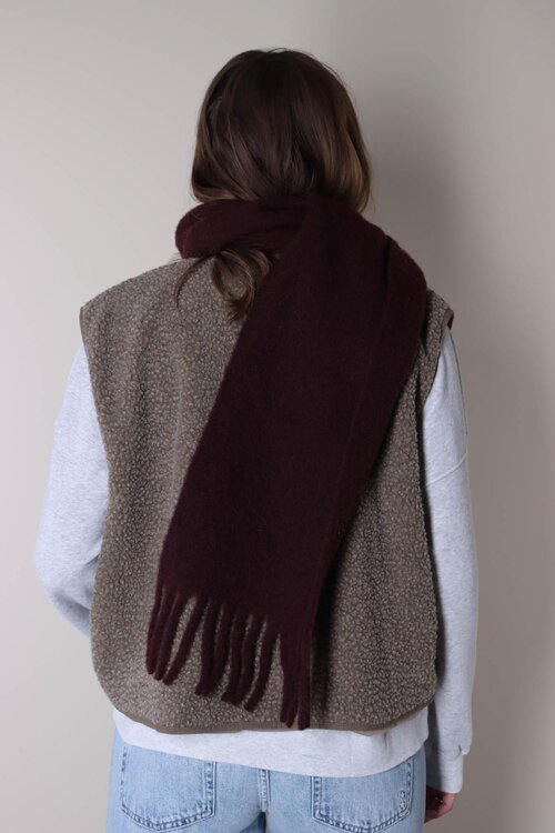 American Vintage Diep bordeauxrode sjaal van gebreid materiaal
