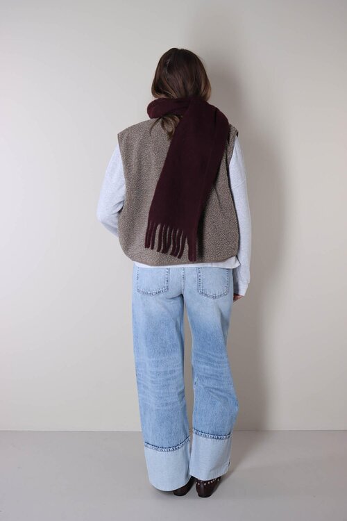 American Vintage Diep bordeauxrode sjaal van gebreid materiaal