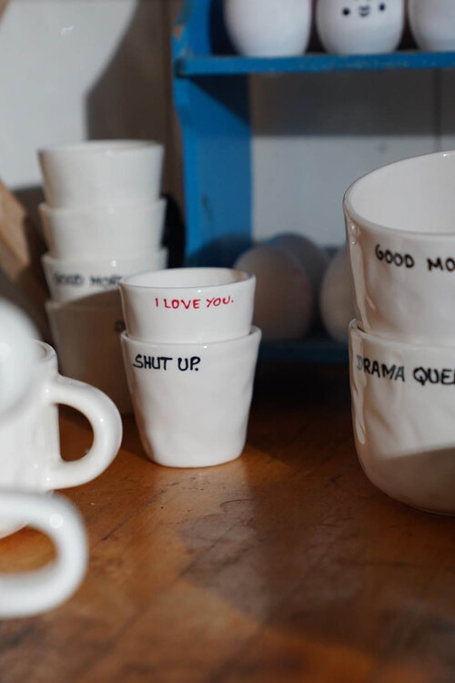 Anna & Nina Espressokopje Wit met Opschrift 'I love you'