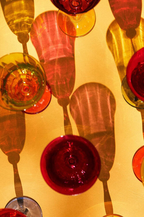 Anna & Nina Set van 4 Optic wijnglazen in kleur