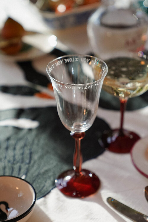 Anna & Nina I Love You Wijnglas in Rood